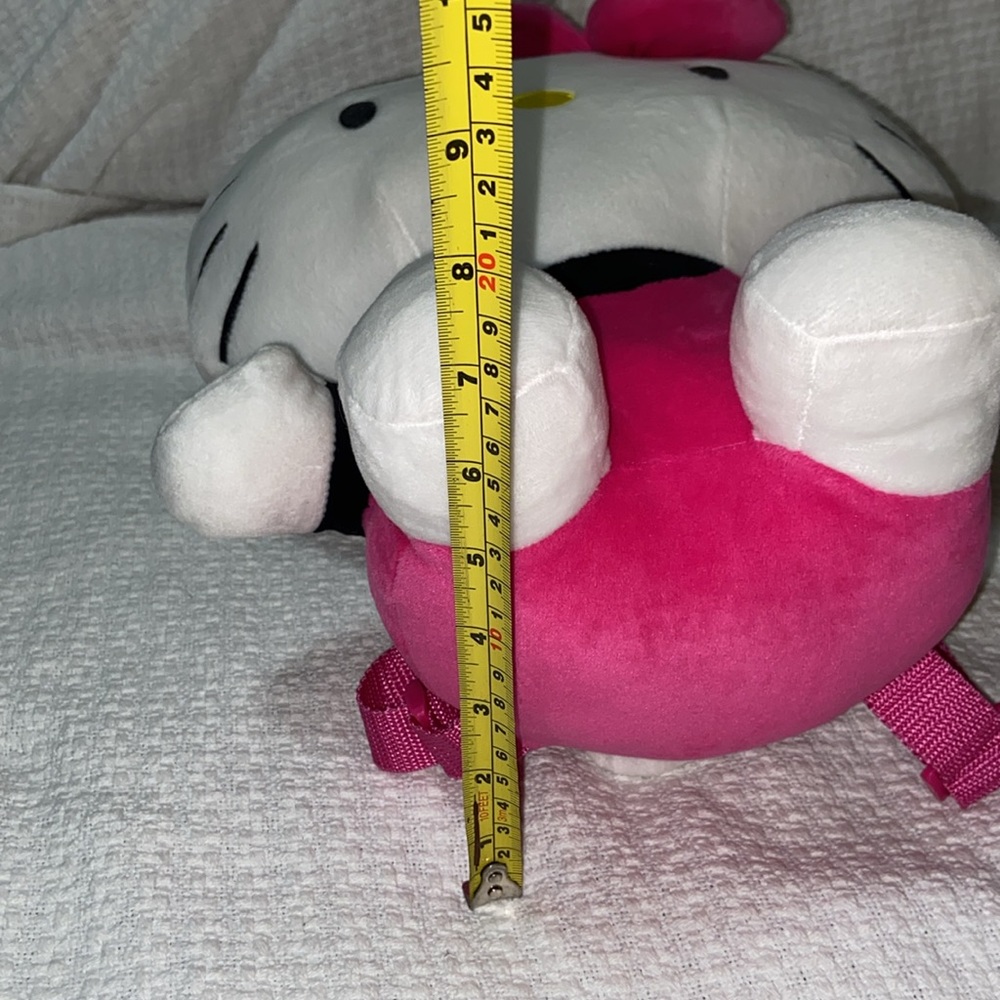 Nwot Hello Kitty Soft Plush Backpack Web Straps Pink White Zip Pocket - Picture 11 of 12